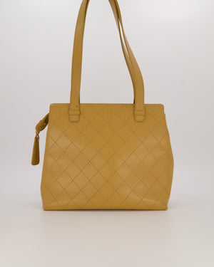 Chanel Beige Wild Stitch Quilted Tote Bag in Caviar Leather with Gold Hardware