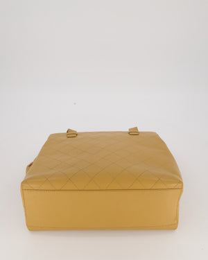 Chanel Beige Wild Stitch Quilted Tote Bag in Caviar Leather with Gold Hardware