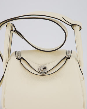*NEW COLOUR* Hermès Mini Lindy II Bag in Cream Taurillon Clemence Leather with Palladium Hardware