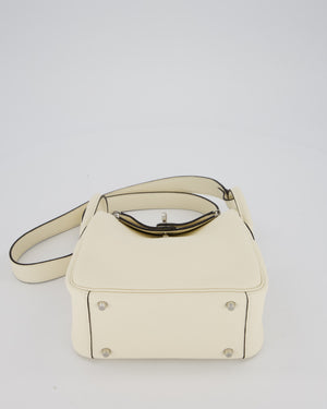 *NEW COLOUR* Hermès Mini Lindy II Bag in Cream Taurillon Clemence Leather with Palladium Hardware