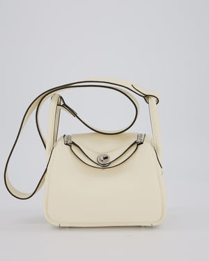 *NEW COLOUR* Hermès Mini Lindy II Bag in Cream Taurillon Clemence Leather with Palladium Hardware