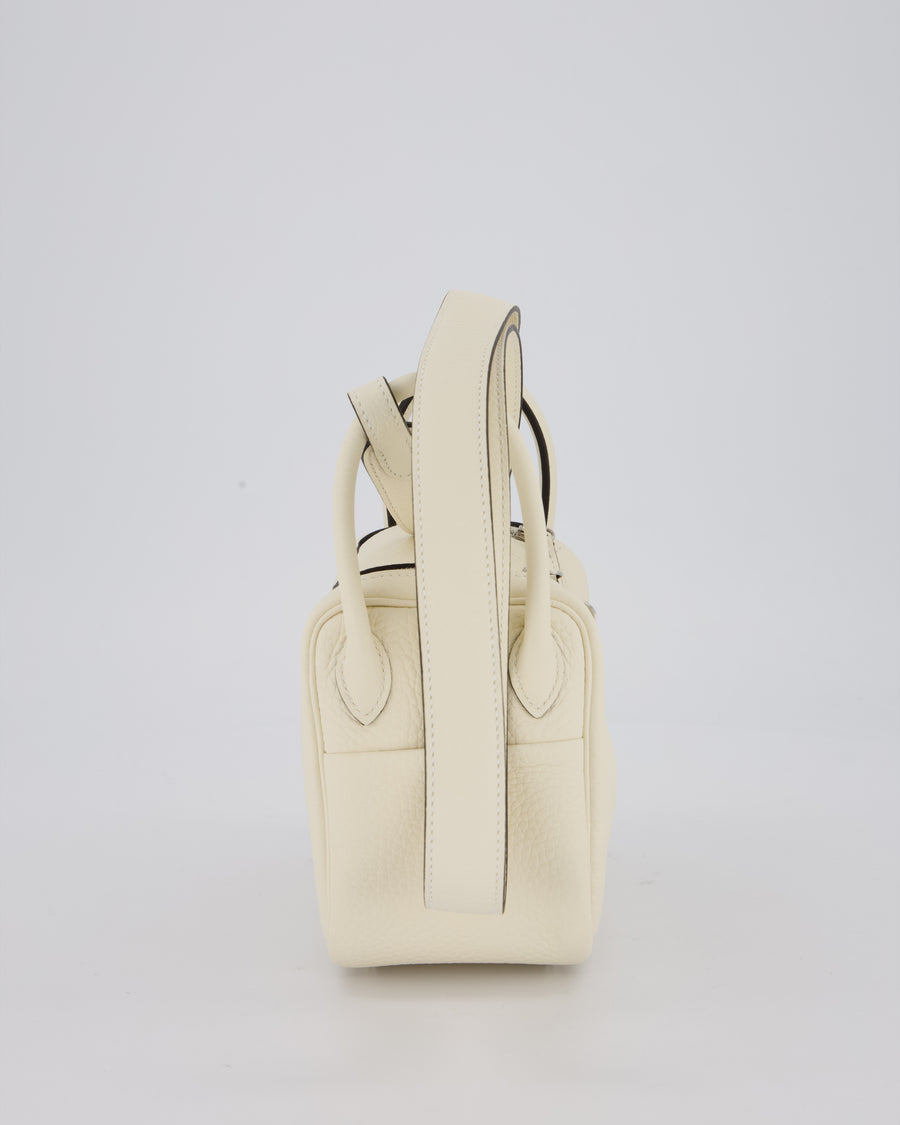 *NEW COLOUR* Hermès Mini Lindy II Bag in Cream Taurillon Clemence Leather with Palladium Hardware