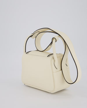 *NEW COLOUR* Hermès Mini Lindy II Bag in Cream Taurillon Clemence Leather with Palladium Hardware