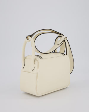 *NEW COLOUR* Hermès Mini Lindy II Bag in Cream Taurillon Clemence Leather with Palladium Hardware