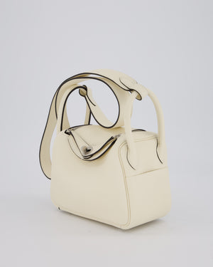 *NEW COLOUR* Hermès Mini Lindy II Bag in Cream Taurillon Clemence Leather with Palladium Hardware