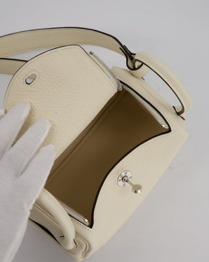 *NEW COLOUR* Hermès Mini Lindy II Bag in Cream Taurillon Clemence Leather with Palladium Hardware