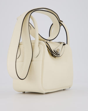 *NEW COLOUR* Hermès Mini Lindy II Bag in Cream Taurillon Clemence Leather with Palladium Hardware
