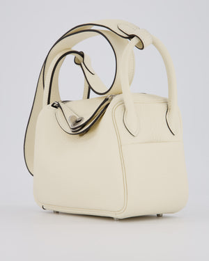 *NEW COLOUR* Hermès Mini Lindy II Bag in Cream Taurillon Clemence Leather with Palladium Hardware