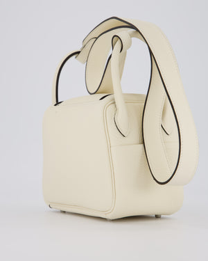 *NEW COLOUR* Hermès Mini Lindy II Bag in Cream Taurillon Clemence Leather with Palladium Hardware
