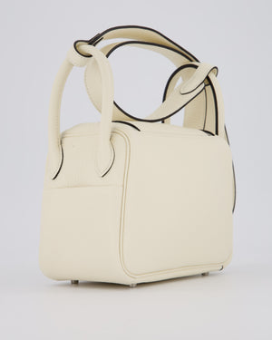 *NEW COLOUR* Hermès Mini Lindy II Bag in Cream Taurillon Clemence Leather with Palladium Hardware