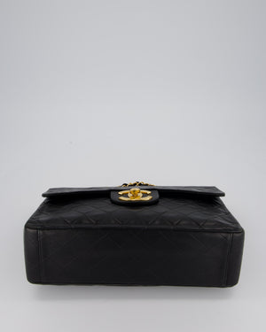 Chanel Black Vintage Maxi Jumbo XL Flap Bag in Lambskin with 24K Gold Hardware