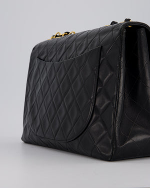 Chanel Black Vintage Maxi Jumbo XL Flap Bag in Lambskin with 24K Gold Hardware