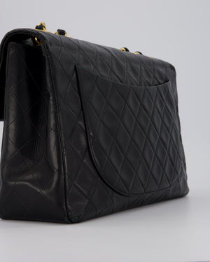 Chanel Black Vintage Maxi Jumbo XL Flap Bag in Lambskin with 24K Gold Hardware