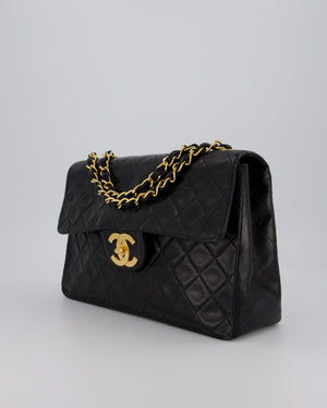 Chanel Black Vintage Maxi Jumbo XL Flap Bag in Lambskin with 24K Gold Hardware