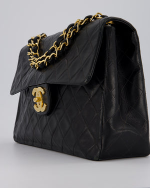 Chanel Black Vintage Maxi Jumbo XL Flap Bag in Lambskin with 24K Gold Hardware