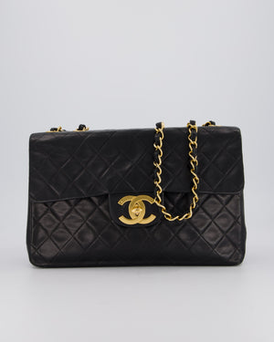 Chanel Black Vintage Maxi Jumbo XL Flap Bag in Lambskin with 24K Gold Hardware