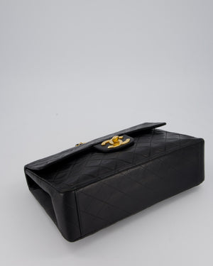 Chanel Black Vintage Maxi Jumbo XL Flap Bag in Lambskin with 24K Gold Hardware