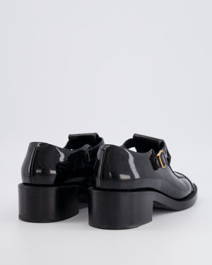 Chanel Black Patent Leather Mary Jane Loafers with Gold CC Logo Detail and Gold Buckles Size EU 39C