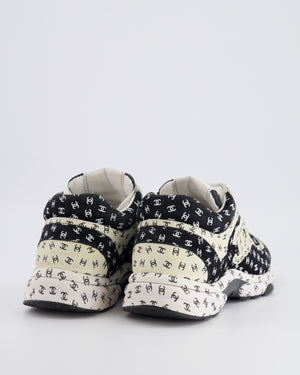 Chanel 22A Black and White Suede Trainers with CC Logo Prints Size EU 39