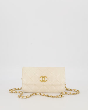 Chanel Wallet on Chain Bag in Iridescent White Quilted Caviar Leather with Gold Brushed Hardware