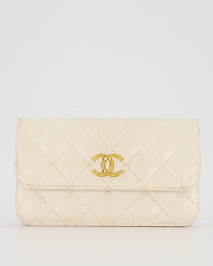 Chanel Wallet on Chain Bag in Iridescent White Quilted Caviar Leather with Gold Brushed Hardware