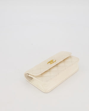 Chanel Wallet on Chain Bag in Iridescent White Quilted Caviar Leather with Gold Brushed Hardware