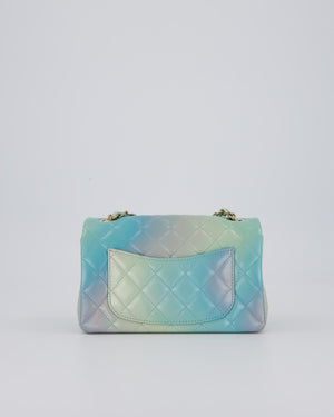 *RARE* Chanel Yellow, Blue, and Pink Iridescent Ombre Small Classic Single Flap Bag in Lambskin Leather with Champagne Gold Hardware
