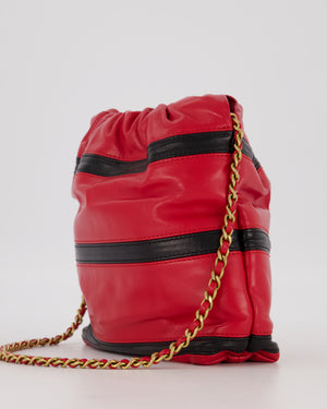 Chanel Red and Black Mini 22 Bag in Lambskin Leather with Gold Hardware