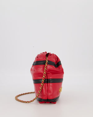 Chanel Red and Black Mini 22 Bag in Lambskin Leather with Gold Hardware