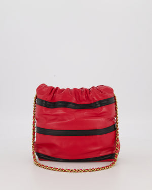 Chanel Red and Black Mini 22 Bag in Lambskin Leather with Gold Hardware
