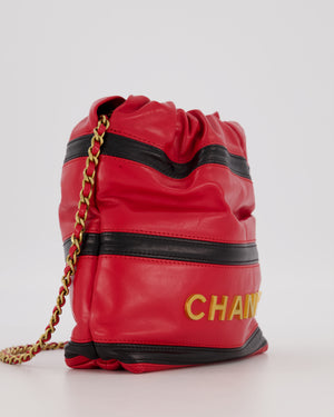 Chanel Red and Black Mini 22 Bag in Lambskin Leather with Gold Hardware