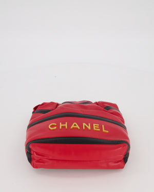 Chanel Red and Black Mini 22 Bag in Lambskin Leather with Gold Hardware