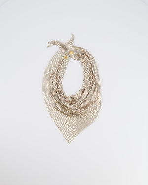 Paco Rabanne Gold Chainmail Pixel Mesh Scarf with Logo Button Details RRP £500