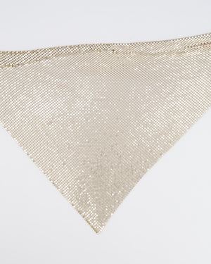 Paco Rabanne Gold Chainmail Pixel Mesh Scarf with Logo Button Details RRP £500