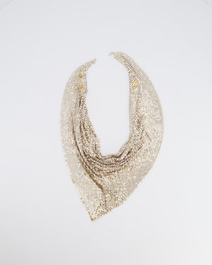 Paco Rabanne Gold Chainmail Pixel Mesh Scarf with Logo Button Details RRP £500