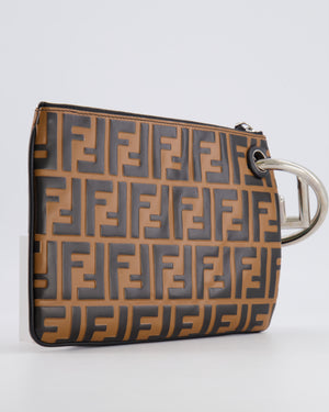 Fendi Spring/Summer 2018 Red, Green and Black Leather Triplette Logo Pochette Bag with Silver Logo Handle Detail