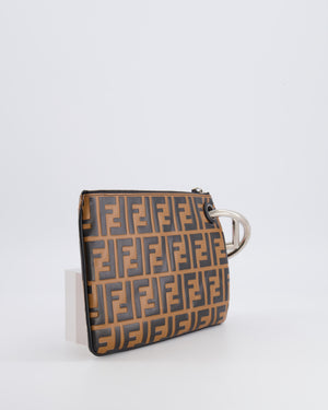 Fendi Spring/Summer 2018 Red, Green and Black Leather Triplette Logo Pochette Bag with Silver Logo Handle Detail