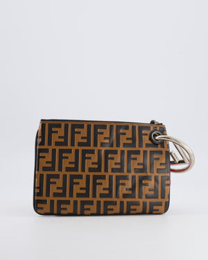 Fendi Spring/Summer 2018 Red, Green and Black Leather Triplette Logo Pochette Bag with Silver Logo Handle Detail