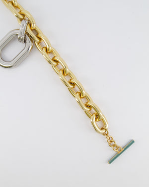 Paco Rabanne Two-Tone Rabanne XL Link Necklace with Silver Chain Pendant RRP £690