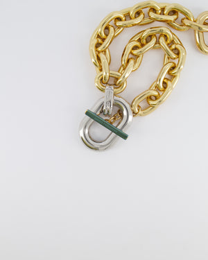 Paco Rabanne Two-Tone Rabanne XL Link Necklace with Silver Chain Pendant RRP £690