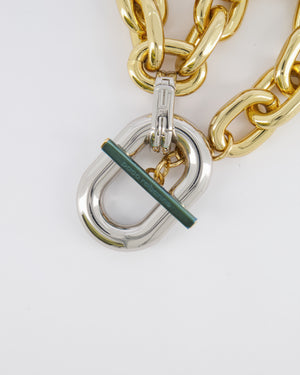 Paco Rabanne Two-Tone Rabanne XL Link Necklace with Silver Chain Pendant RRP £690