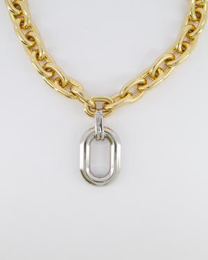Paco Rabanne Two-Tone Rabanne XL Link Necklace with Silver Chain Pendant RRP £690