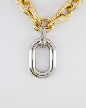 Paco Rabanne Two-Tone Rabanne XL Link Necklace with Silver Chain Pendant RRP £690