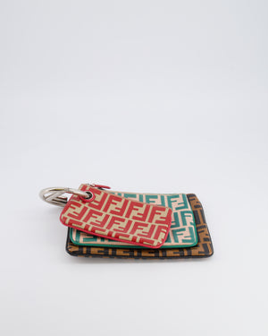 Fendi Spring/Summer 2018 Red, Green and Black Leather Triplette Logo Pochette Bag with Silver Logo Handle Detail