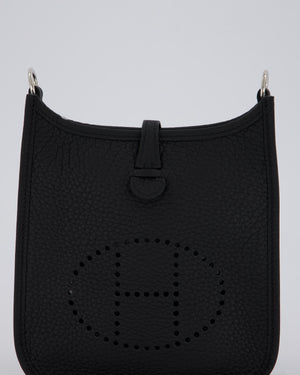 Hermès Mini Evelyne 16 Bag in Noir Clemence Leather with Palladium Hardware