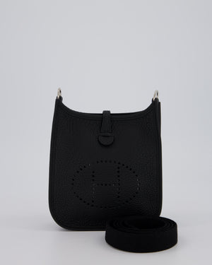 Hermès Mini Evelyne 16 Bag in Noir Clemence Leather with Palladium Hardware