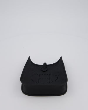 Hermès Mini Evelyne 16 Bag in Noir Clemence Leather with Palladium Hardware