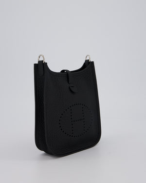 Hermès Mini Evelyne 16 Bag in Noir Clemence Leather with Palladium Hardware