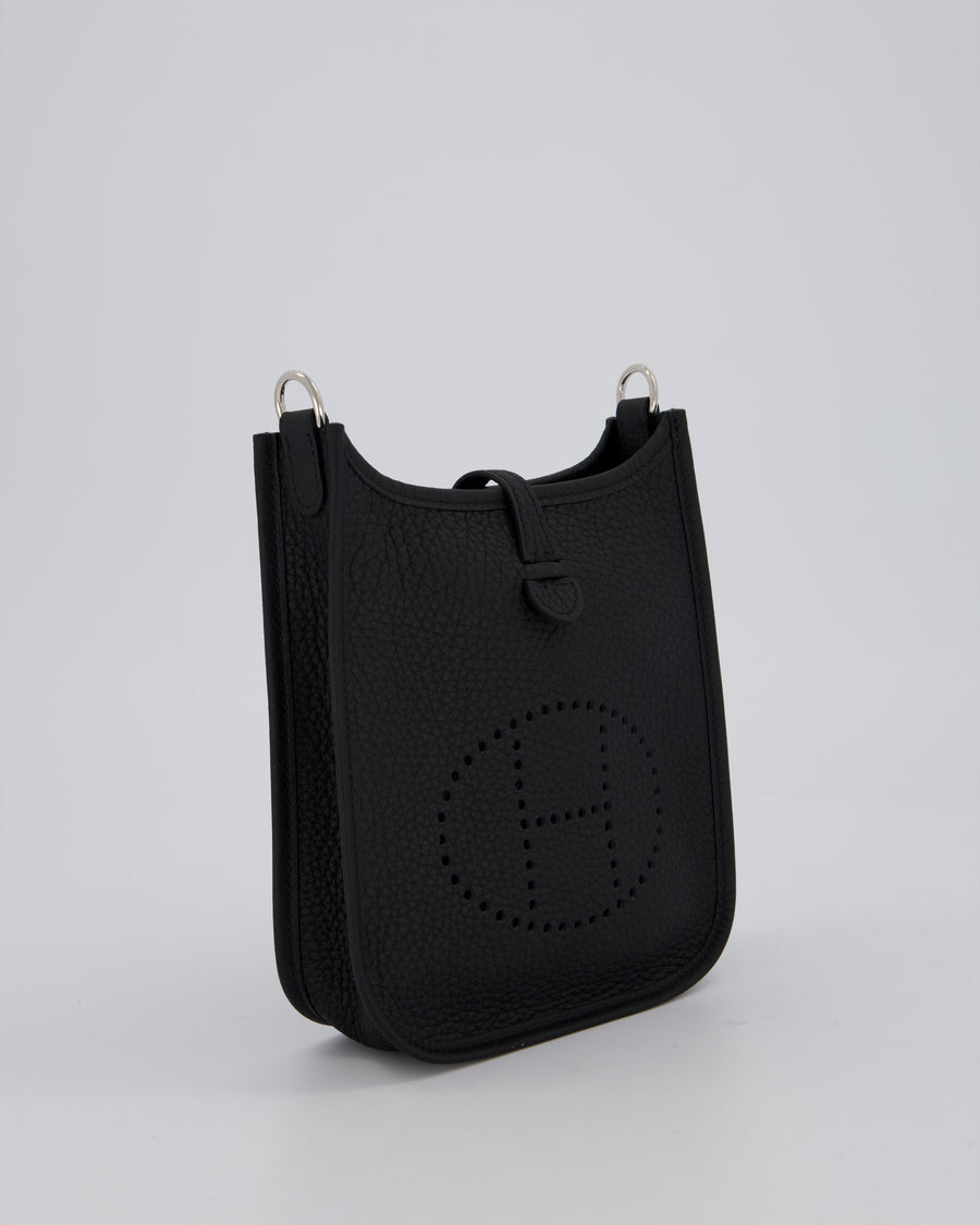 Hermès Mini Evelyne 16 Bag in Noir Clemence Leather with Palladium Hardware