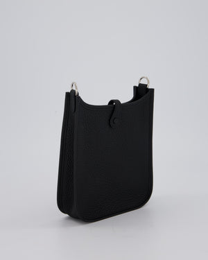Hermès Mini Evelyne 16 Bag in Noir Clemence Leather with Palladium Hardware